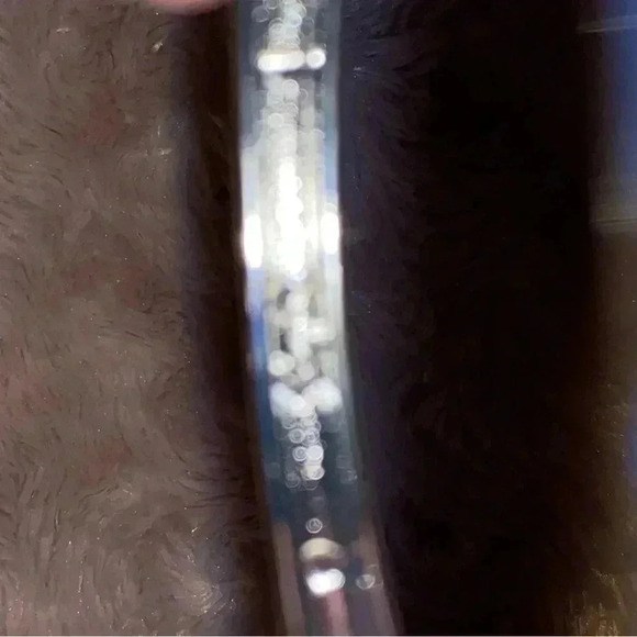 Sequin blue and sliver tone with faux crystal accents hinged bangle bracelet - Picture 7 of 10